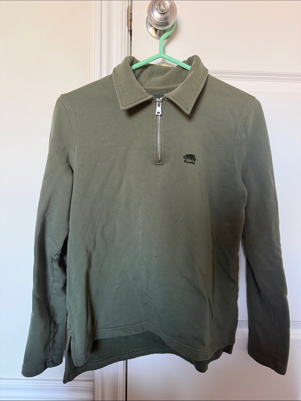 Roots Olive Green Half-Zip Sweater